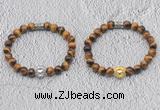 CGB6006 8mm round yellow tiger eye bracelet with lion head for men