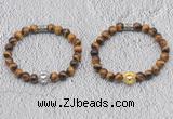 CGB6006 8mm round yellow tiger eye bracelet with lion head for men