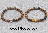 CGB6007 8mm round yellow tiger eye bracelet with leopard head for men