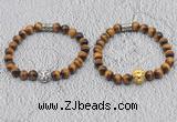 CGB6009 8mm round grade AA yellow tiger eye bracelet with lion head for men