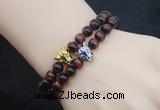 CGB6017 8mm round grade AA red tiger eye bracelet with leopard head for men