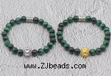 CGB6037 8mm round green tiger eye bracelet with lion head for men