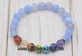 CGB6206 8mm blue banded agate 7 chakra beaded mala stretchy bracelets