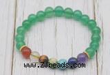 CGB6217 8mm green agate 7 chakra beaded mala stretchy bracelets