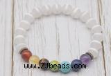 CGB6226 8mm matte Tibetan agate 7 chakra beaded mala stretchy bracelets