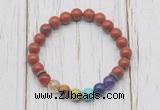 CGB6232 8mm red jasper 7 chakra beaded mala stretchy bracelets