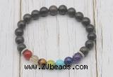 CGB6236 8mm coffee jasper 7 chakra beaded mala stretchy bracelets