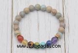 CGB6248 8mm serpentine jasper 7 chakra beaded mala stretchy bracelets