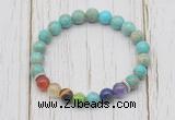 CGB6249 8mm sea sediment jasper 7 chakra beaded mala stretchy bracelets