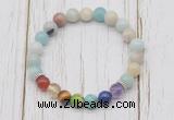 CGB6270 8mm amazonite 7 chakra beaded mala stretchy bracelets