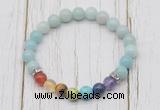 CGB6271 8mm amazonite 7 chakra beaded mala stretchy bracelets