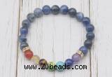 CGB6278 8mm sodalite 7 chakra beaded mala stretchy bracelets