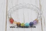 CGB6302 8mm white crystal 7 chakra beaded mala stretchy bracelets