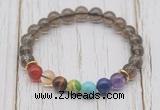 CGB6305 8mm smoky quartz 7 chakra beaded mala stretchy bracelets