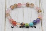 CGB6316 8mm cherry quartz 7 chakra beaded mala stretchy bracelets