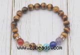 CGB6331 8mm yellow tiger eye 7 chakra beaded mala stretchy bracelets