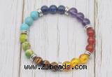 CGB6341 8mm 7 chakra gemstone beaded mala stretchy bracelets