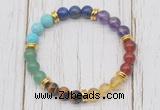 CGB6343 8mm 7 chakra gemstone beaded mala stretchy bracelets