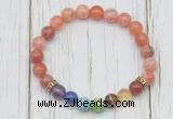 CGB6353 8mm fire agate 7 chakra beaded mala stretchy bracelets