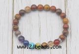 CGB6358 8mm red moss agate 7 chakra beaded mala stretchy bracelets