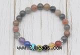 CGB6362 8mm fancy jasper 7 chakra beaded mala stretchy bracelets