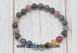 CGB6375 8mm tourmaline 7 chakra beaded mala stretchy bracelets