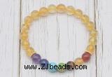 CGB6377 8mm citrine 7 chakra beaded mala stretchy bracelets