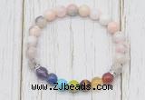 CGB6379 8mm natural pink opal 7 chakra beaded mala stretchy bracelets