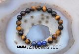 CGB6418 8mm round yellow tiger eye & lapis lazuli  beaded bracelets