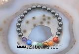 CGB6435 8mm round hematite 7 chakra beads bracelet wholesale