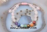 CGB6442 8mm round rose quartz 7 chakra beads adjustable bracelets