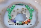 CGB6444 8mm round green agate 7 chakra beads adjustable bracelets