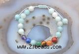 CGB6445 8mm round amazonite 7 chakra beads adjustable bracelets