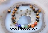 CGB6449 8mm round yellow tiger eye 7 chakra beads adjustable bracelets