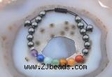 CGB6450 8mm round hematite 7 chakra beads adjustable bracelets