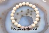 CGB6456 8mm round matte white fossil jasper & rose quartz beaded bracelets