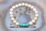 CGB6463 8mm round matte white fossil jasper & turquoise beaded bracelets