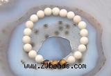 CGB6473 8mm round matte white fossil jasper & yellow tiger eye beaded bracelets