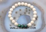 CGB6476 8mm round matte white fossil jasper & green tiger eye beaded bracelets