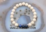 CGB6477 8mm round matte white fossil jasper & blue tiger eye beaded bracelets