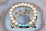 CGB6493 8mm round matte white fossil jasper & blue howlite beaded bracelets