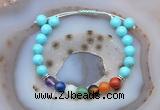 CGB6501 8mm round blue howlite 7 chakra beads adjustable bracelets