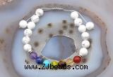 CGB6505 8mm round white howlite 7 chakra beads adjustable bracelets