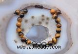 CGB6582 8mm round yellow tiger eye & hematite adjustable bracelets