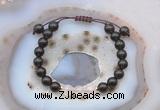 CGB6598 8mm round smoky quartz & rose quartz adjustable bracelets