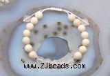 CGB6606 8mm round white fossil jasper & rose quartz adjustable bracelets