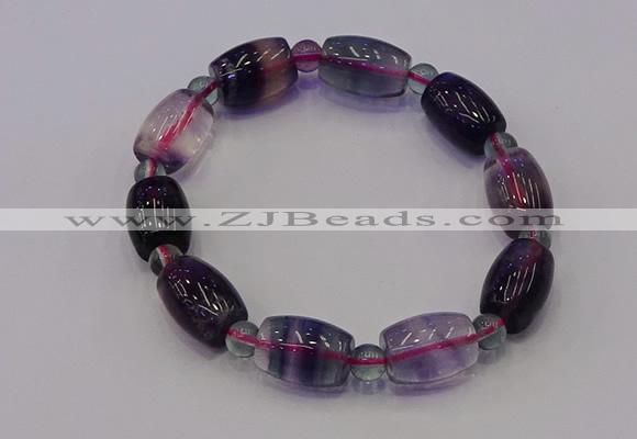 CGB661 7.5 inches 6mm round & 10*14mm drum fluorite bracelet