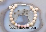 CGB6616 8mm round white fossil jasper & pink opal adjustable bracelets