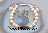 CGB6632 8mm round white fossil jasper & mixed tiger eye adjustable bracelets