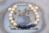 CGB6635 8mm round white fossil jasper & blue tiger eye adjustable bracelets